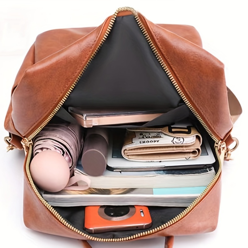 Large Capacity PU Leather School Backpack