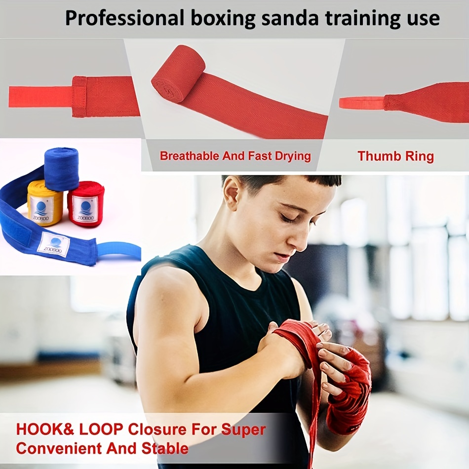 Vendaje de boxeo de algodón de 2,5 M, Protector de manos para entrenamiento  de Kickboxing, MMA, Muay Thai, Correa deportiva, muñequera