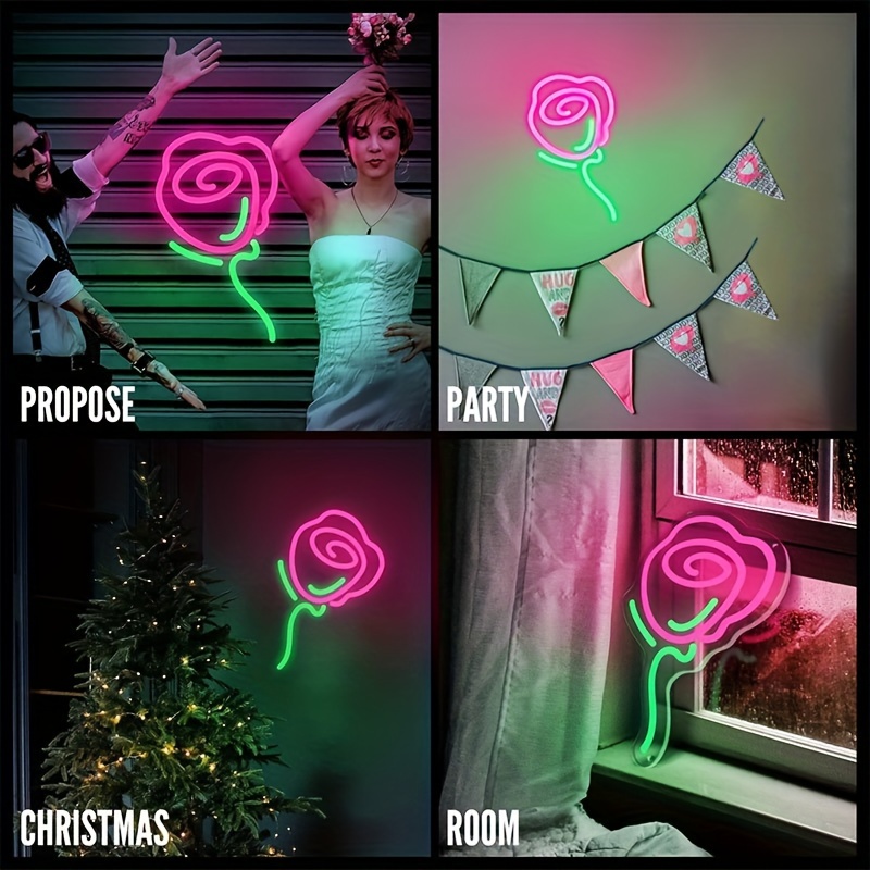 Rose Neon Sign,rose Neon Light,rose Neon Signs for Bedroom,flower Neon  Sign,flower Neon Light,neon Sign Rose,neon Sign Flower 