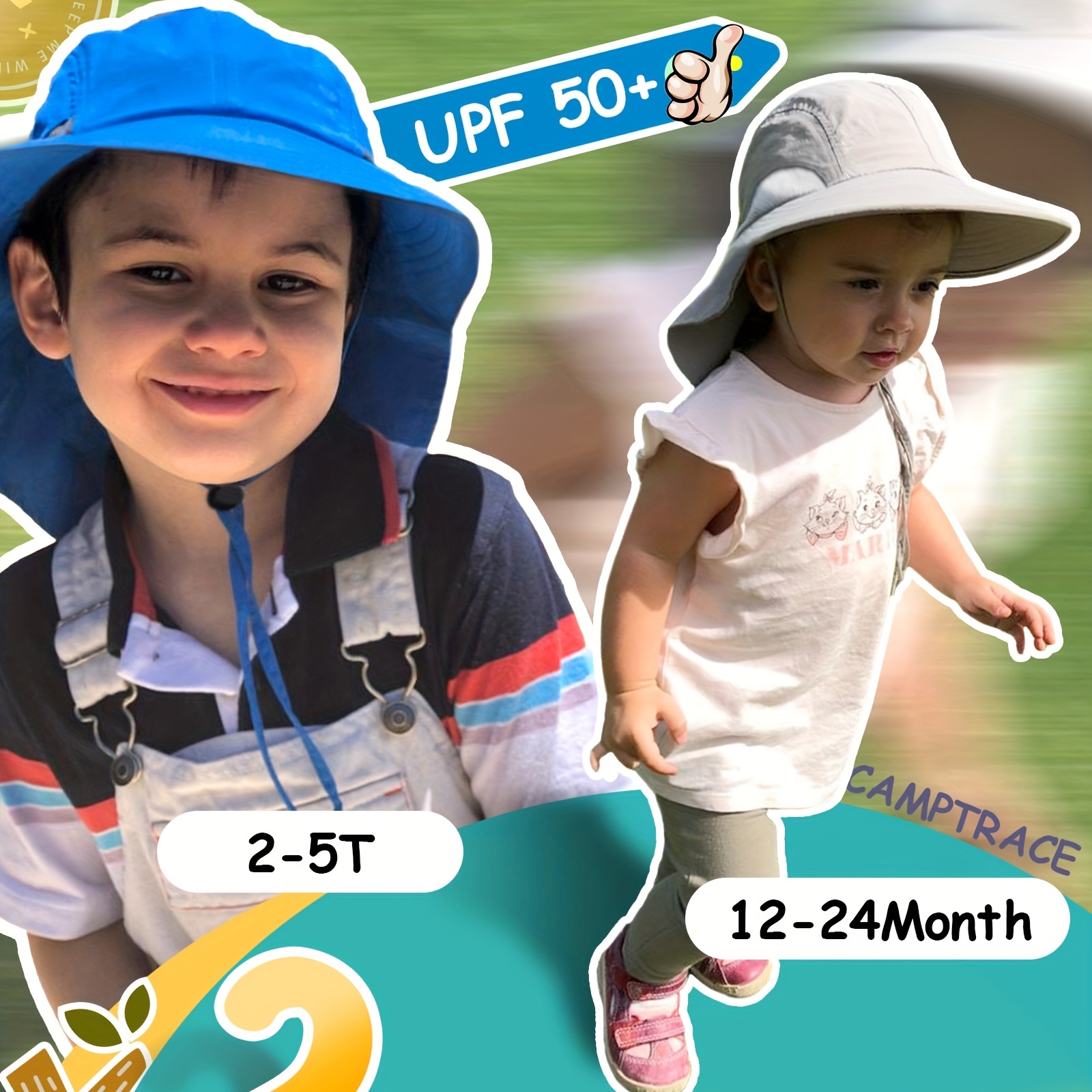 Casual Breathable Wide Brim Sun Hat Kids Fishing Hat For - Temu