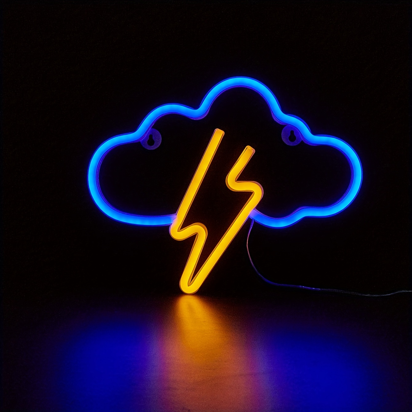 Insegna Al Neon A LED Blu A Forma Di Nuvola Di Fulmine Da 1 Pezzo, USB