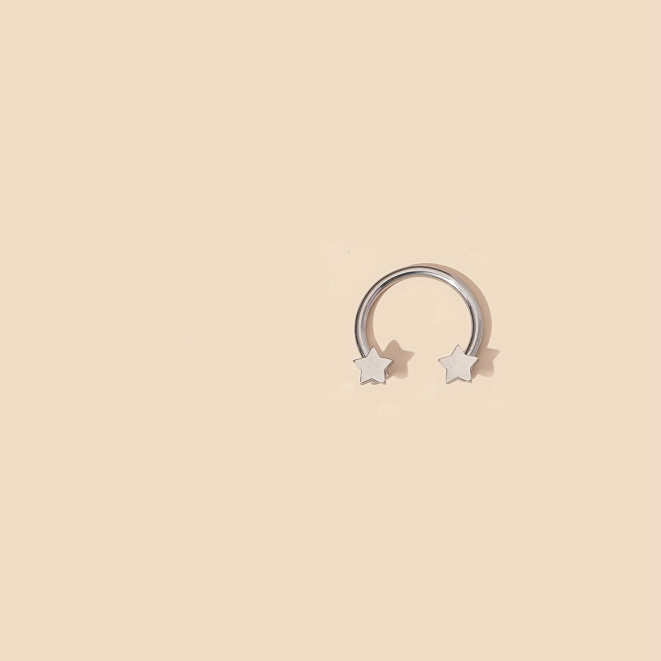 C-Shaped Stainless Steel Hoop Nose Ring with Zircon