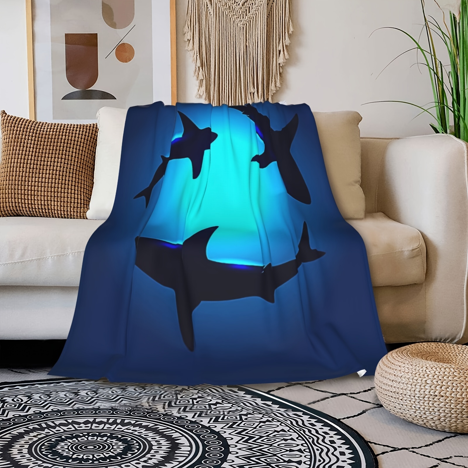 Great White Shark Plush Fleece Blanket - Ultra-Soft, Warm and Cozy Throw –  RoomDividersNow