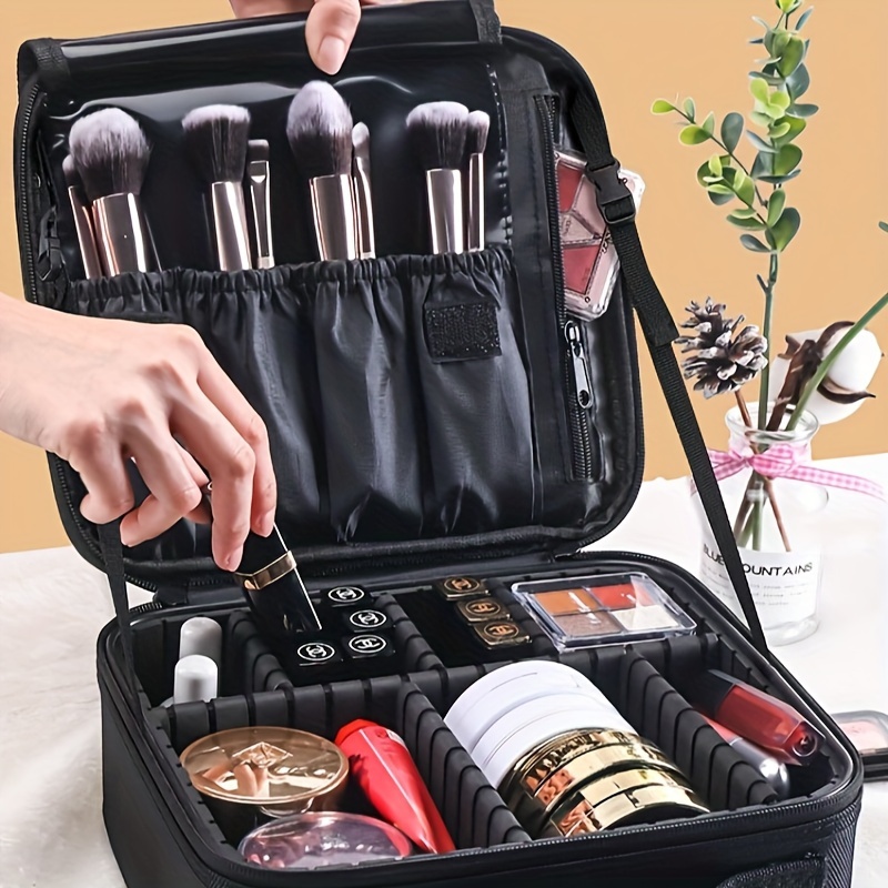 Large Travel Makeup Bag Adjustable Dividers Professional - Temu Canada