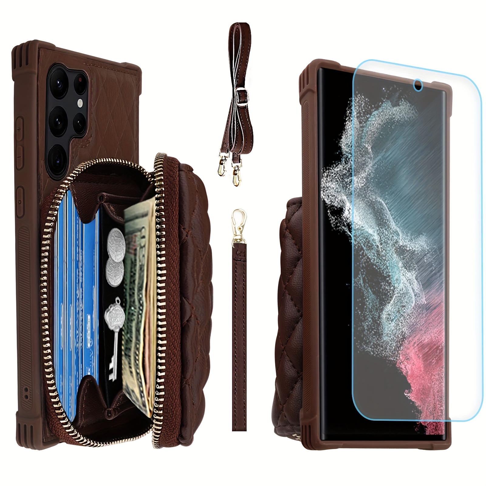 Compatible with Samsung Galaxy S23 Plus S23+ 5G Wallet Case Crossbody  Shoulder Strap Card Holder Multi-Function 2in 1 Detachable Magnetic Phone  Cover