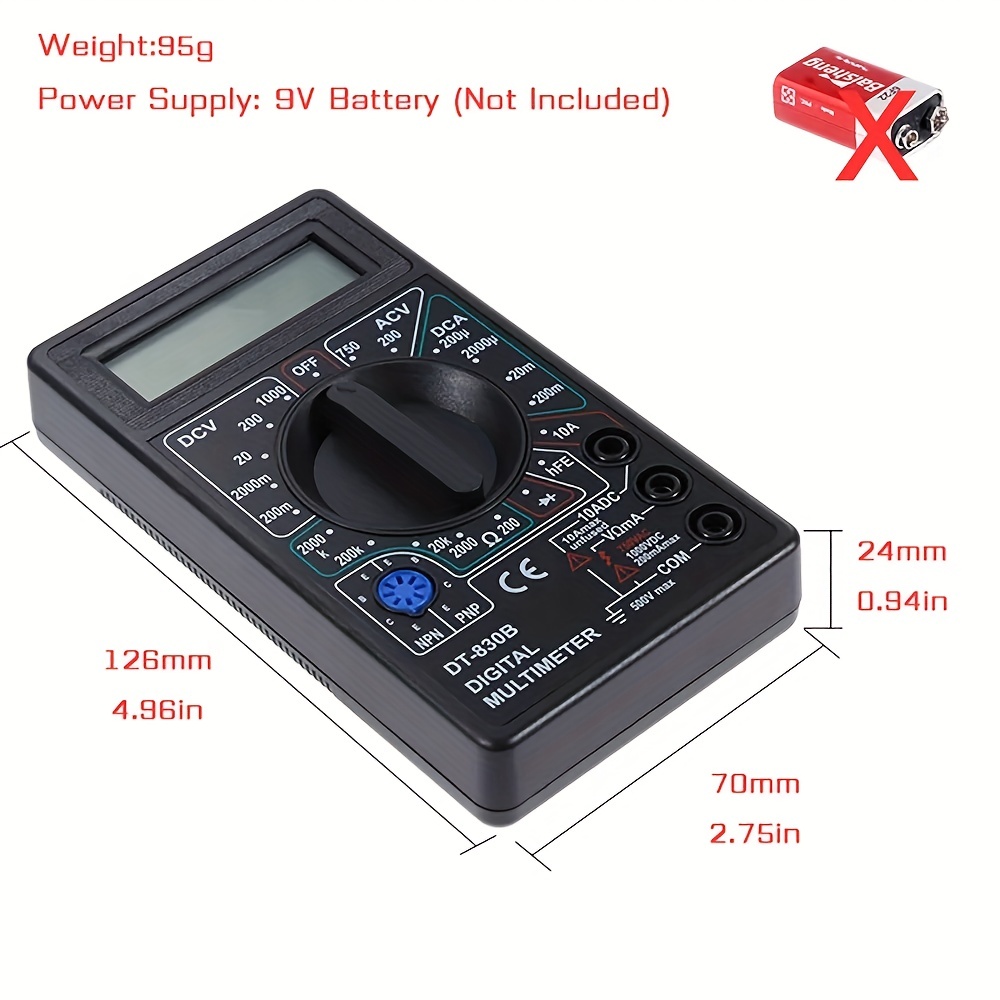 Dt-830b Ac Dc Lcd Ohmmeter Digital Multimeter, Ammeter, Ohm Meter