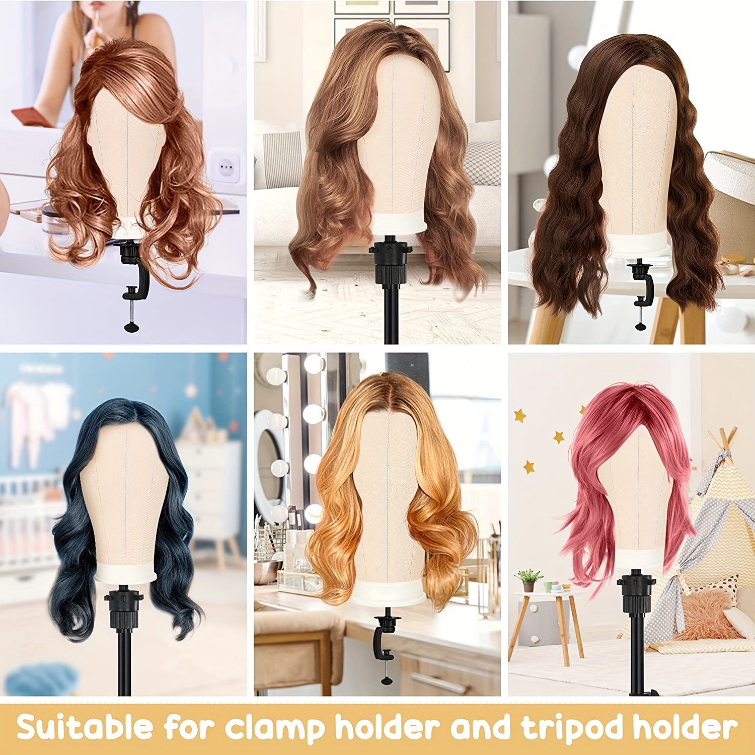 Canvas Block Head Set For Wig Display Making Hair Weave And