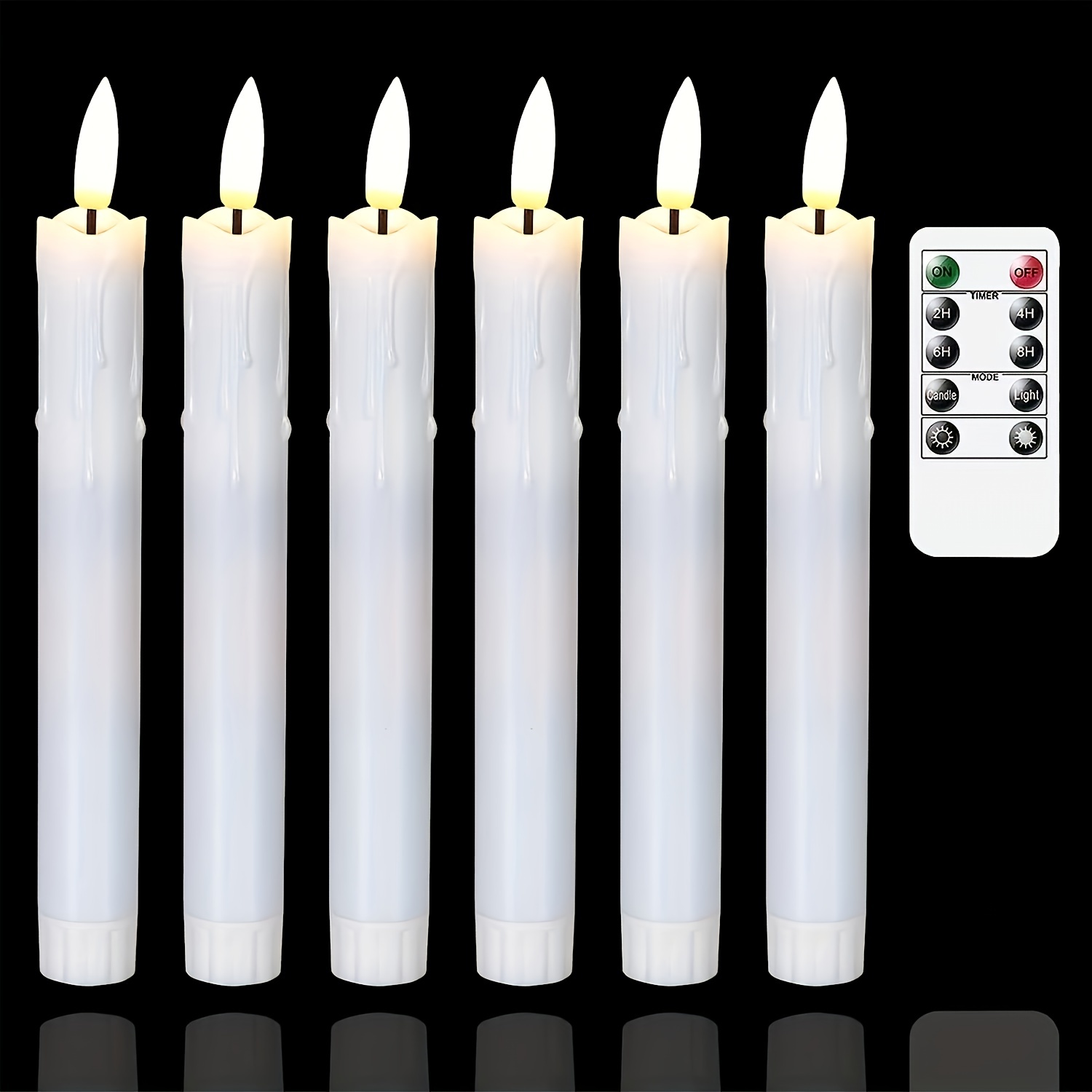 Flameless White Taper Candles Temu
