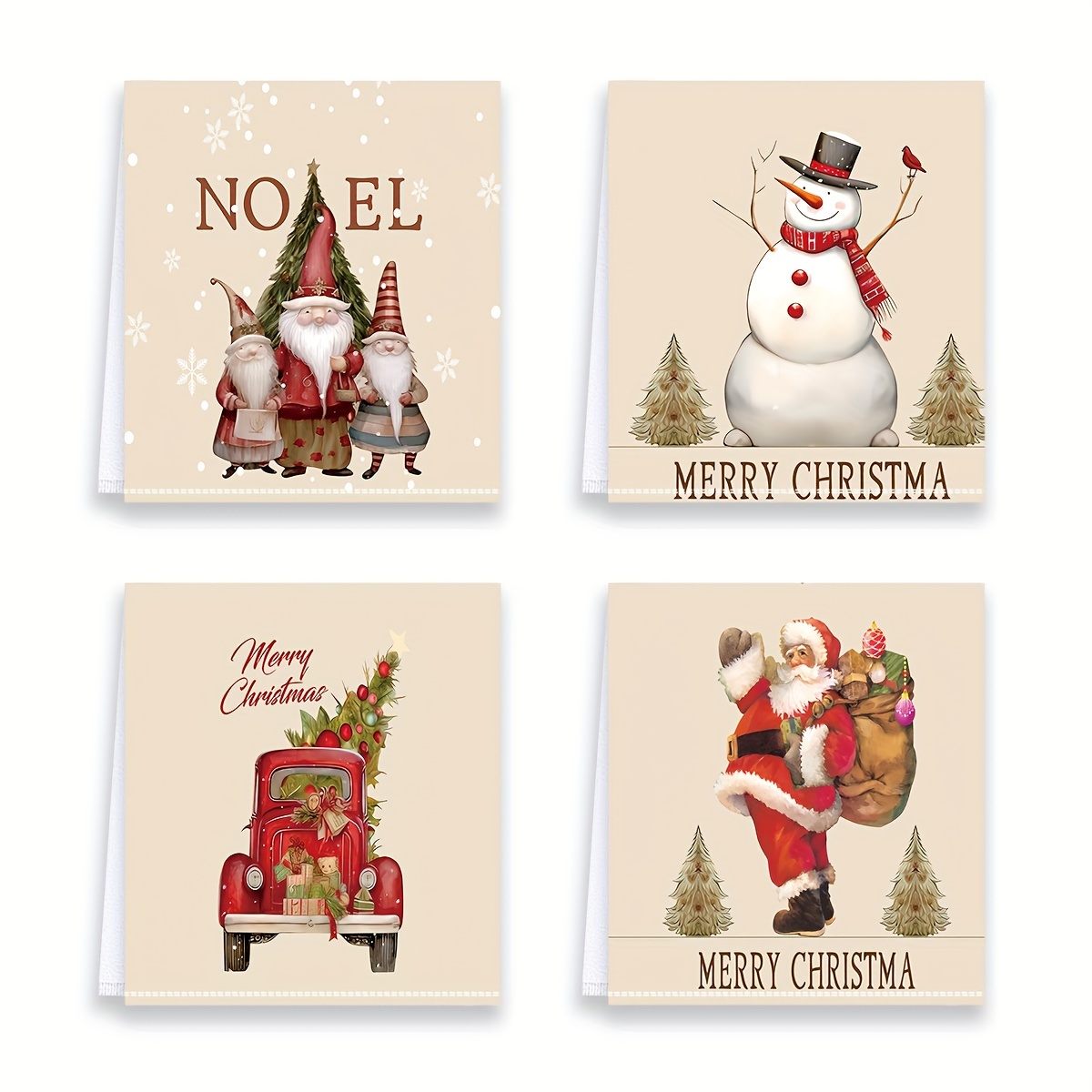 Dish Cloths Kitchen Towels, Merry Christmas Cartoon Snowman Xmas