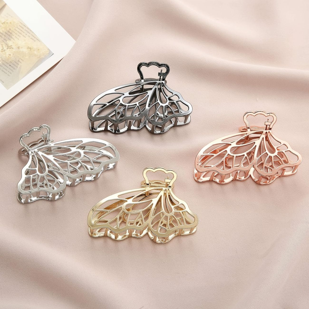 4pcs Butterfly Hair Clips For Women Metal Small Claw Clip Cute Sparkling Hair  Clip Non Slip Rose Golden Thick Hair Thin Hair Claw Fancy Hair Accessories  Hairpins - Beauty & Personal Care -