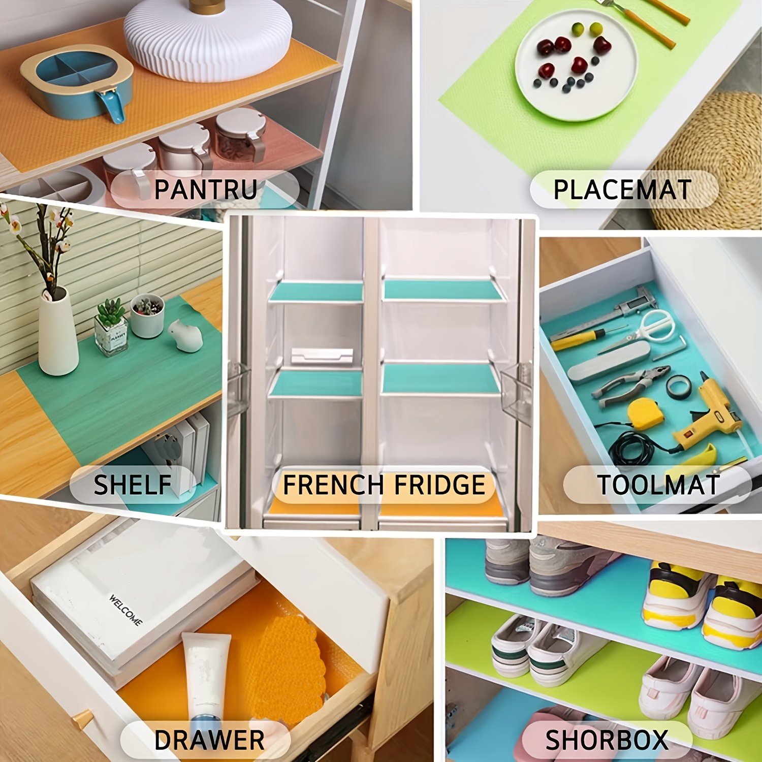 Kitchen Cupboards Shelves Liner Cuttable Drawer Mat Waterproof Closet  Non-Slip Heat Insulation Pad Home Cabinet Placemats