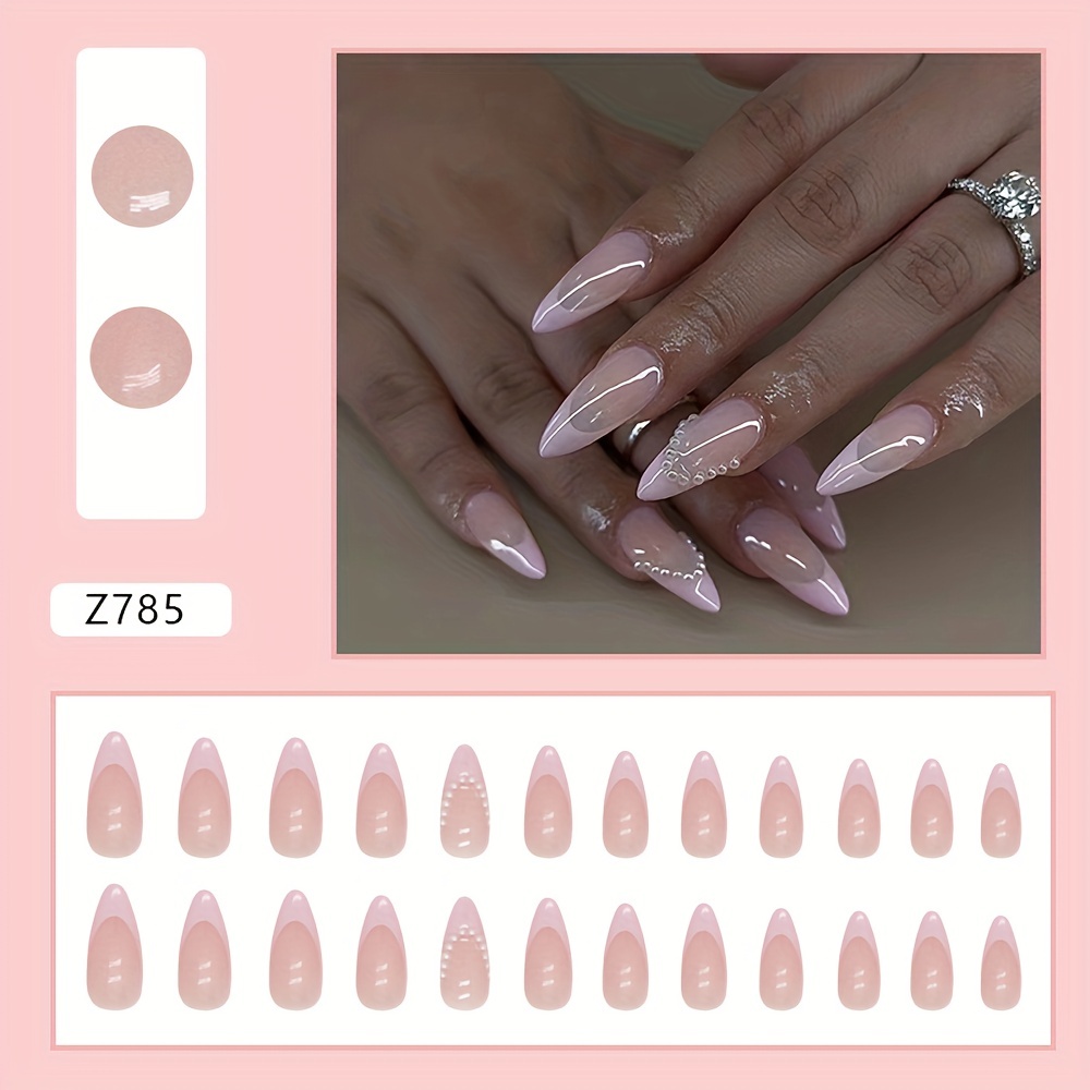 Gradient Almond Press On Nails Glossy Medium False Nails