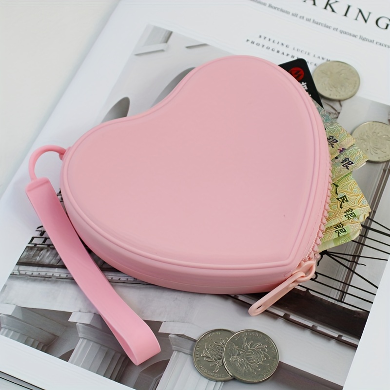 Heart Shape Silicone Coin Purse Cosmetic Storage Bag For - Temu