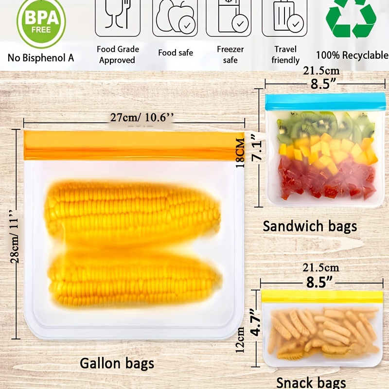 Storage & Organization, Reusable Peva Food Storage Zipper Bags, Bpa-free Freezer  Bags, Transparent Sandwich Bags, Food Preservation Bags, Leak-proof Lunch  Packages For Travel, Kitchen Supplies - Temu