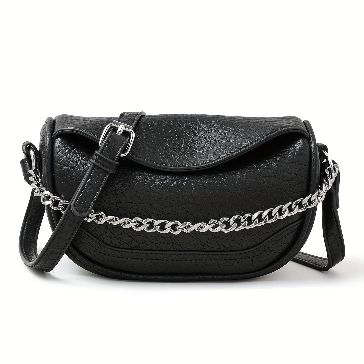 Women Chain Waist Bag Soft PU Leather Messenger Bag Female Belt
