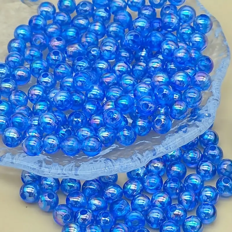 Round Plastic Beads Transparent Bright Blue Beads Shiny - Temu
