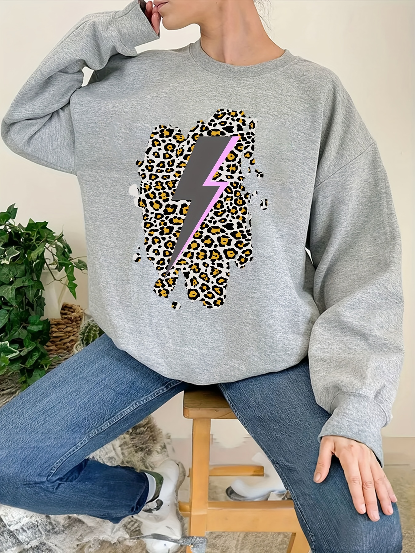 Leopard lightning bolt online sweatshirt