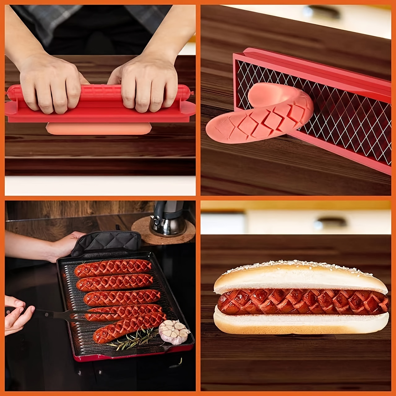 1pc Hot Dog Slicer, Sausage Ham Cutter Pattern Egg Cutter Diamond Pattern  Hot Dog Knife