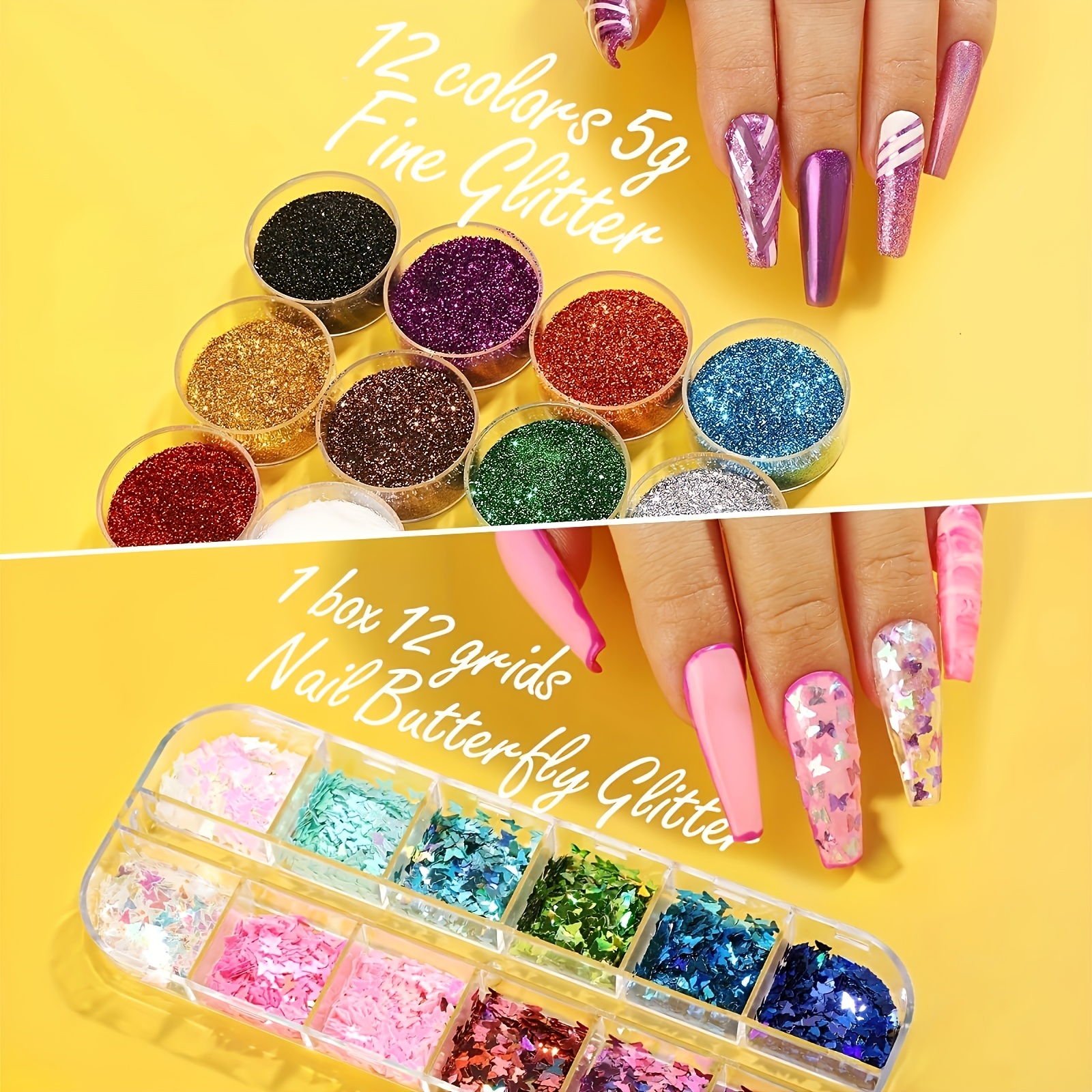 Nail Brush Nail Tool Kit With Nail Brush Nail Point Tool Fine Glitter Nail