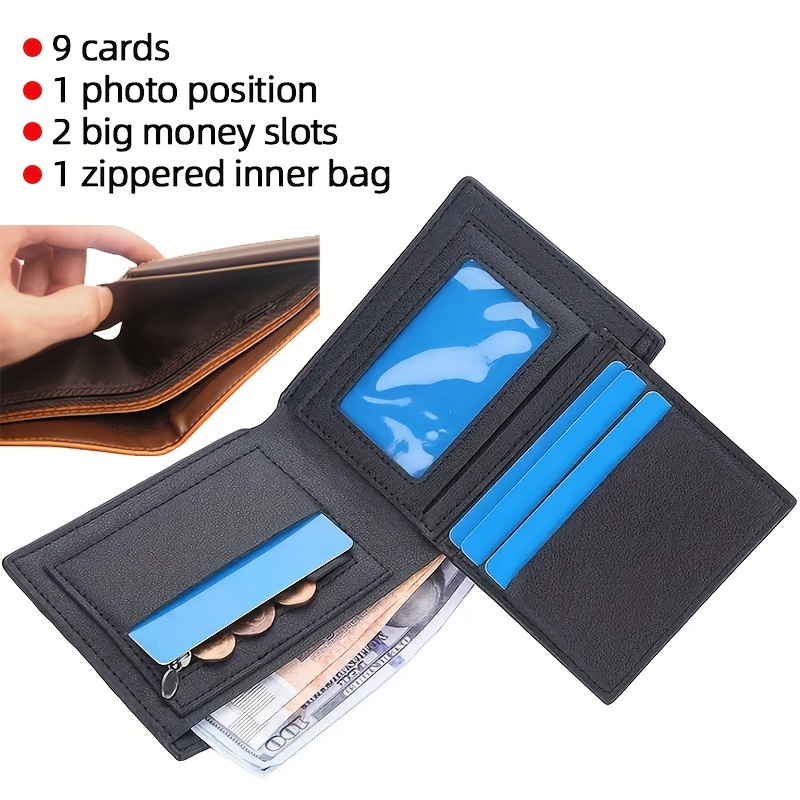1pc Mens Fashion Crocodile Pattern Wallet Short Wallet Large