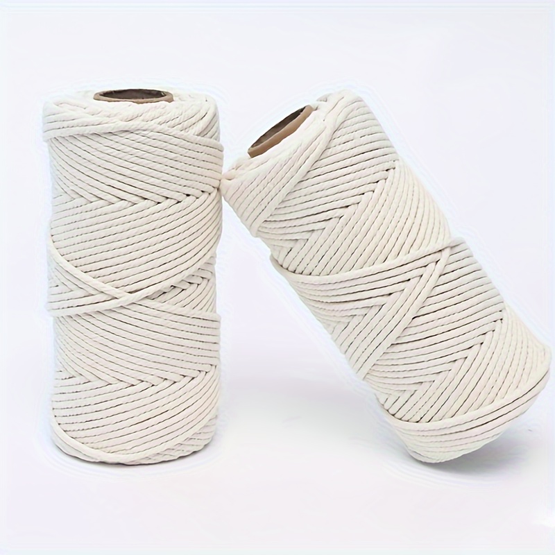 

1 Roll Beige Braided Cotton Cord 2mm/3mm×109 Yards (10000cm/3937inch) Natural Macrame Cotton Cord Bohemia Macrame Rope For Handmade Plant Hangers Wall