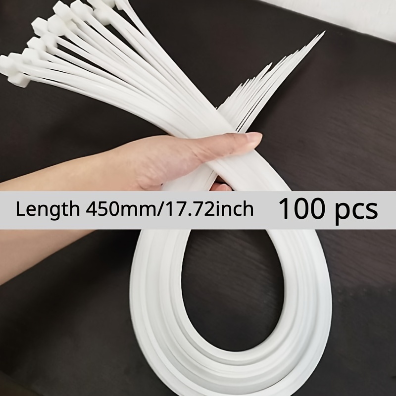 

100pcs/pack 4.8*450mm, Small Package, Easy And Convenient To Use Our Nylon Cable Ties, Self-locking Plastic Binding Ties, Nylon Strong Straps, White And Black For Outdoor And Indoor Use