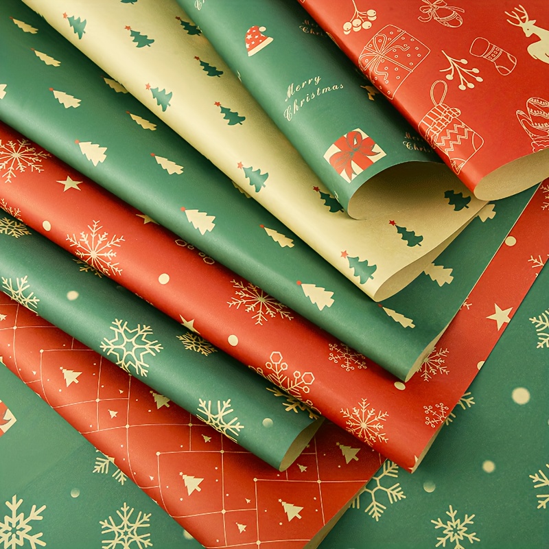 Christmas Gift Wrapping Paper, Made from Recycled Kraft Paper, 6 Pack  70X50CM Folded Sheets