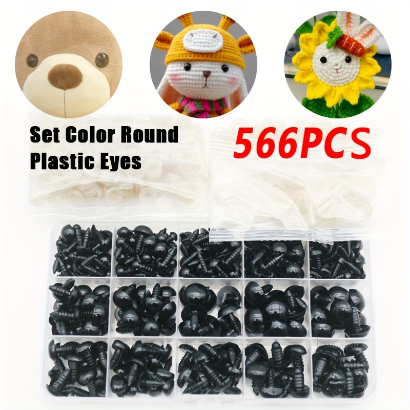 180Pcs Safety Eyes and Noses for Amigurumi Large Plastic Craft 12-30mm  Shiny