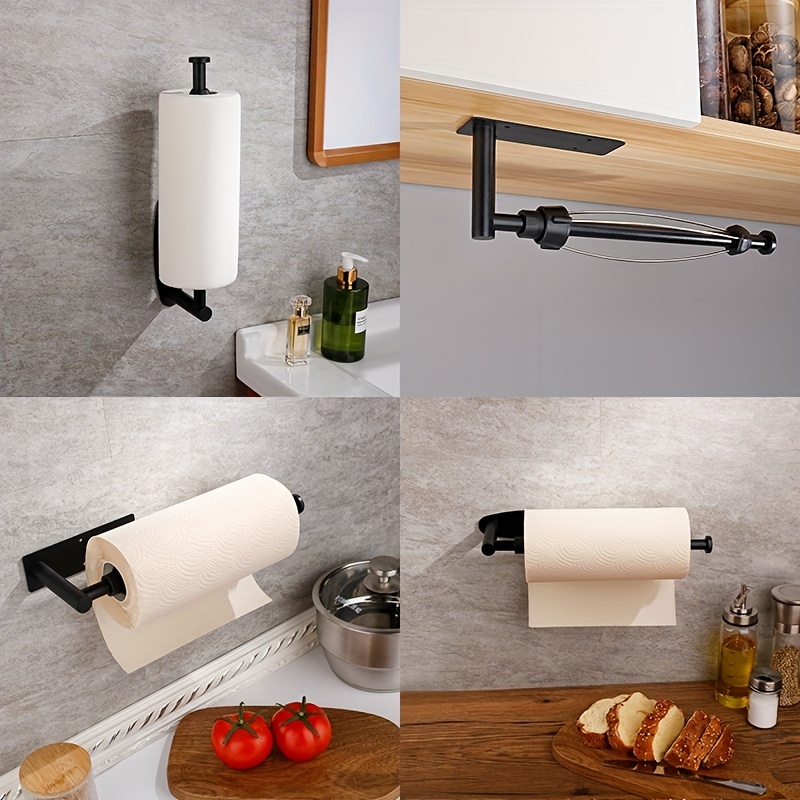 Self-adhesive Paper Towel Holder Under Cabinet For Kitchen, Bathroom Tissue  And Towel Holder, Plastic Wrap And Roll Paper Storage Storage Rack, Home  Kitchen Bathroom Supplies - Temu