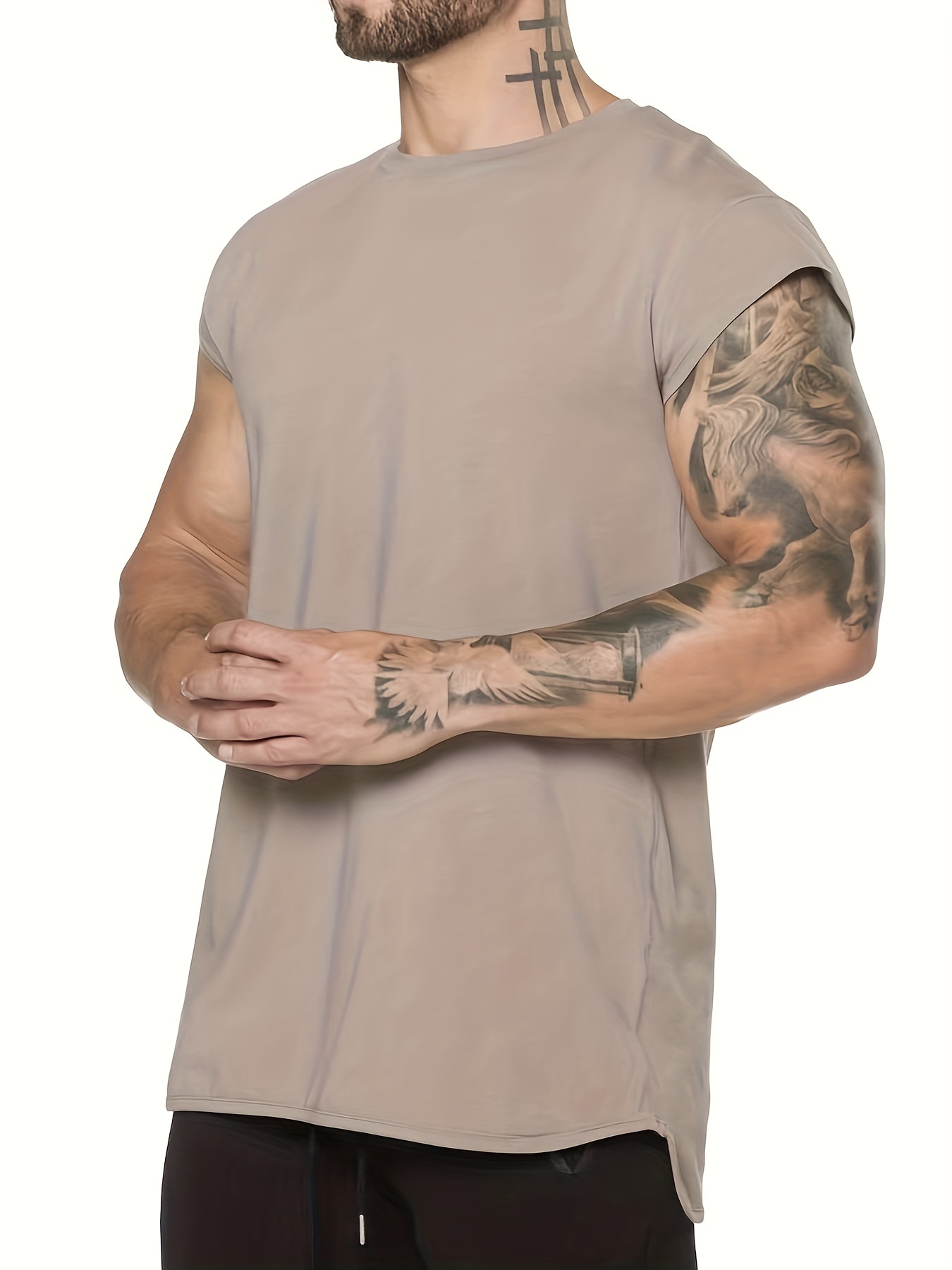 Camiseta Deportiva Sólida Hombre Camiseta Ajustada - Temu