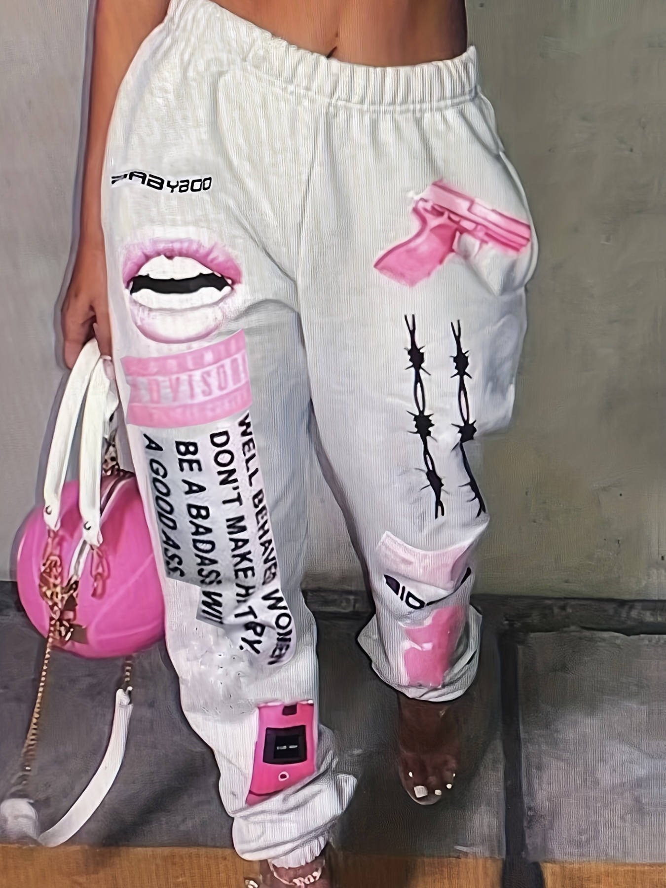 Womens Pink Sweatpants Pants - Bottoms, Clothing