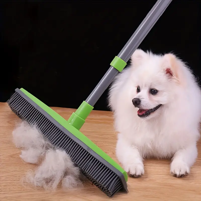 Pet Hair Remover Rubber Broom With Squeegee Carpet Rake Temu New Zealand