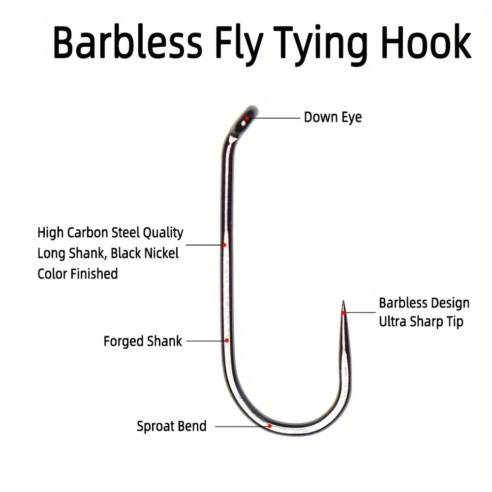 High Carbon Steel Barbless Fly Tying Hooks Trout Fishing - Temu Canada