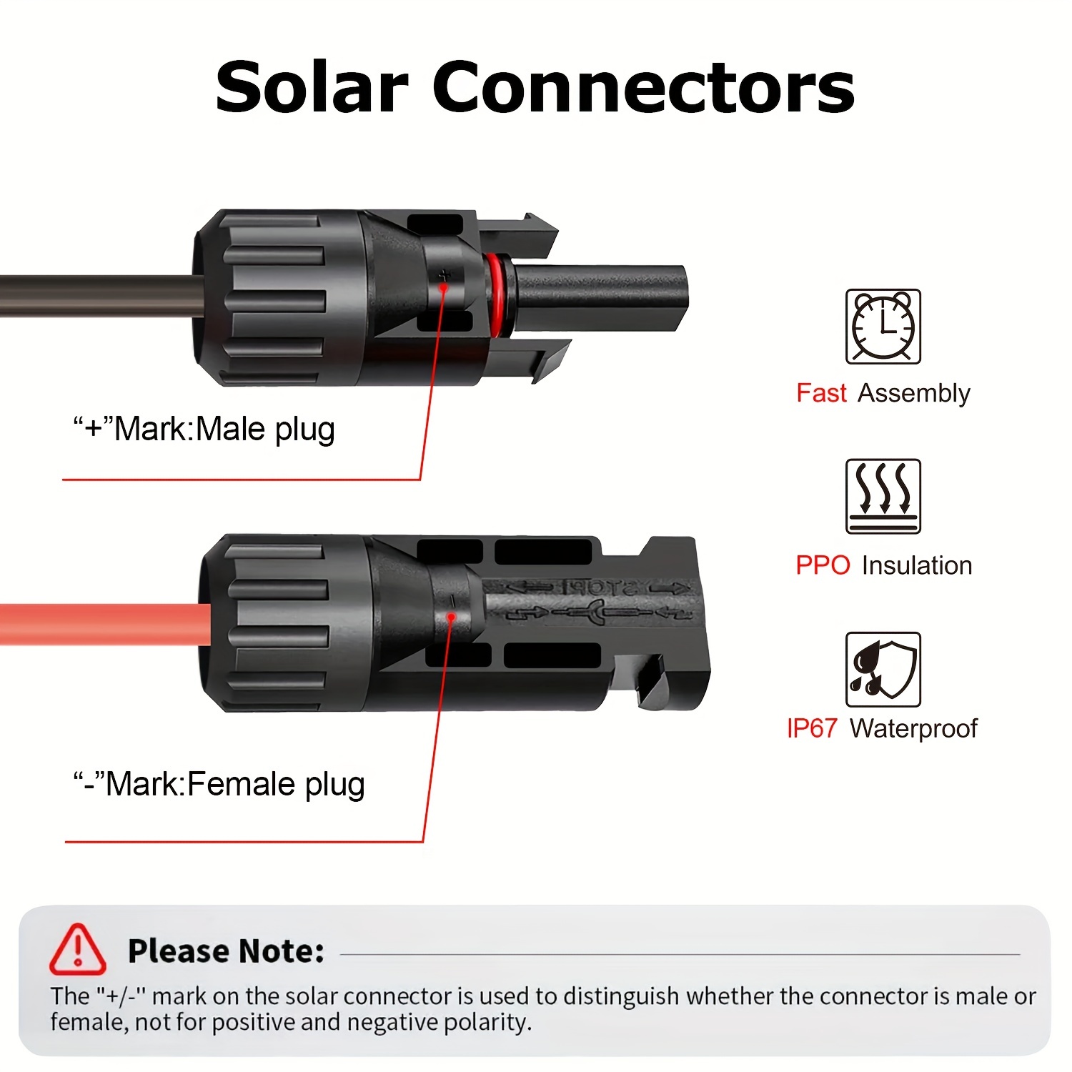 iGreely Câble de connecteur de panneau solaire, 10 AWG SAE vers mâle et  femelle, câble d'extension PV pour panneau solaire de camping-car, chargeur  de