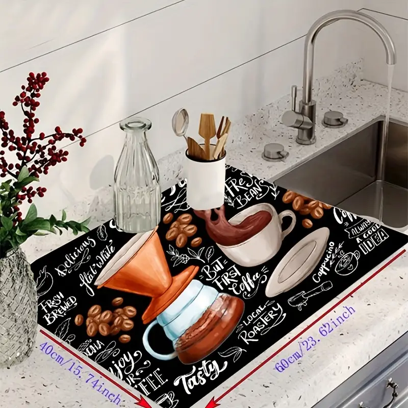 Dish Drying Mat For Kitchen Countertops Reusable Bar Mat For