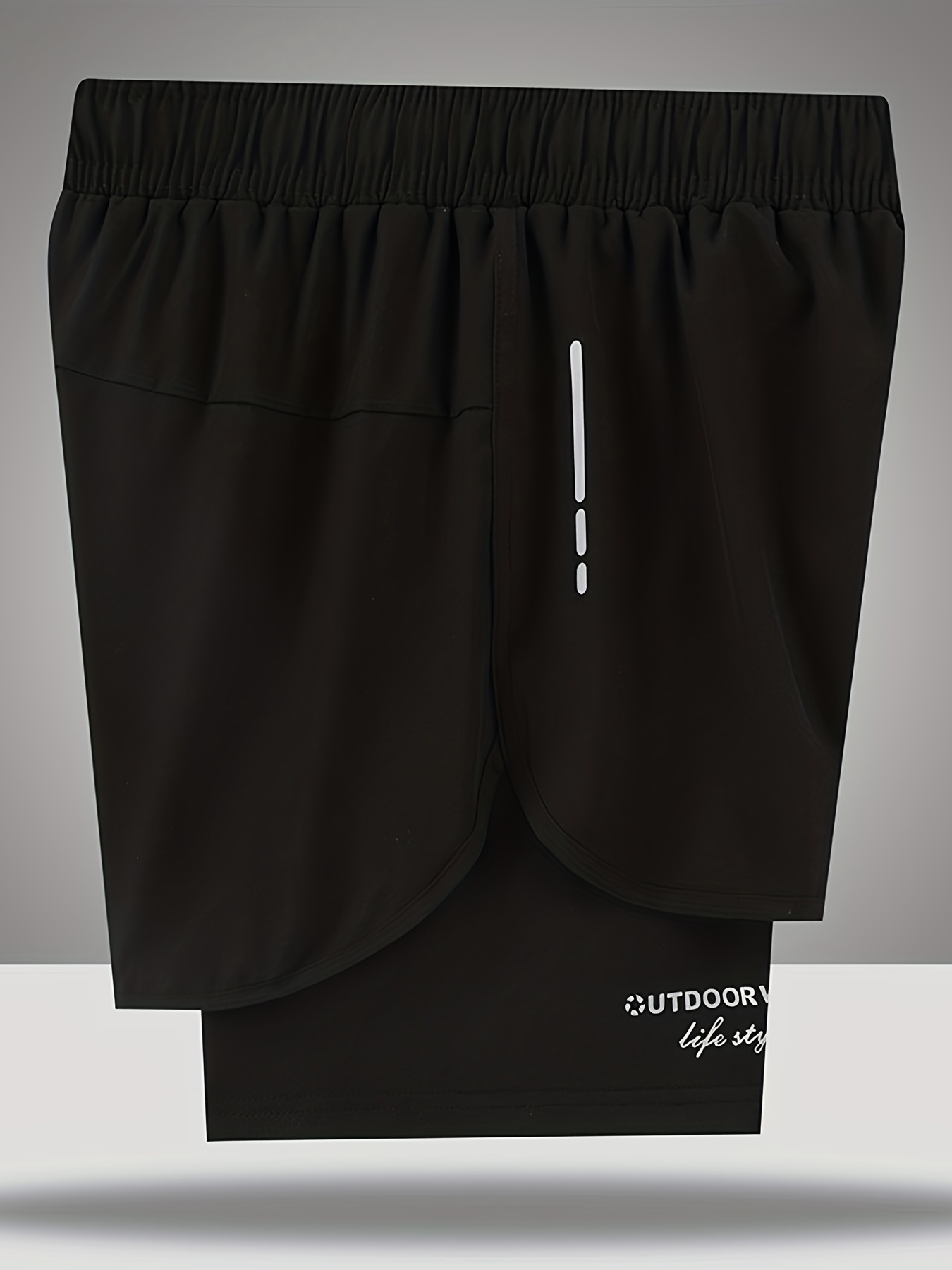 2in1 Double Layer Elastic Quick Dry Shorts, Men's Lightweight High