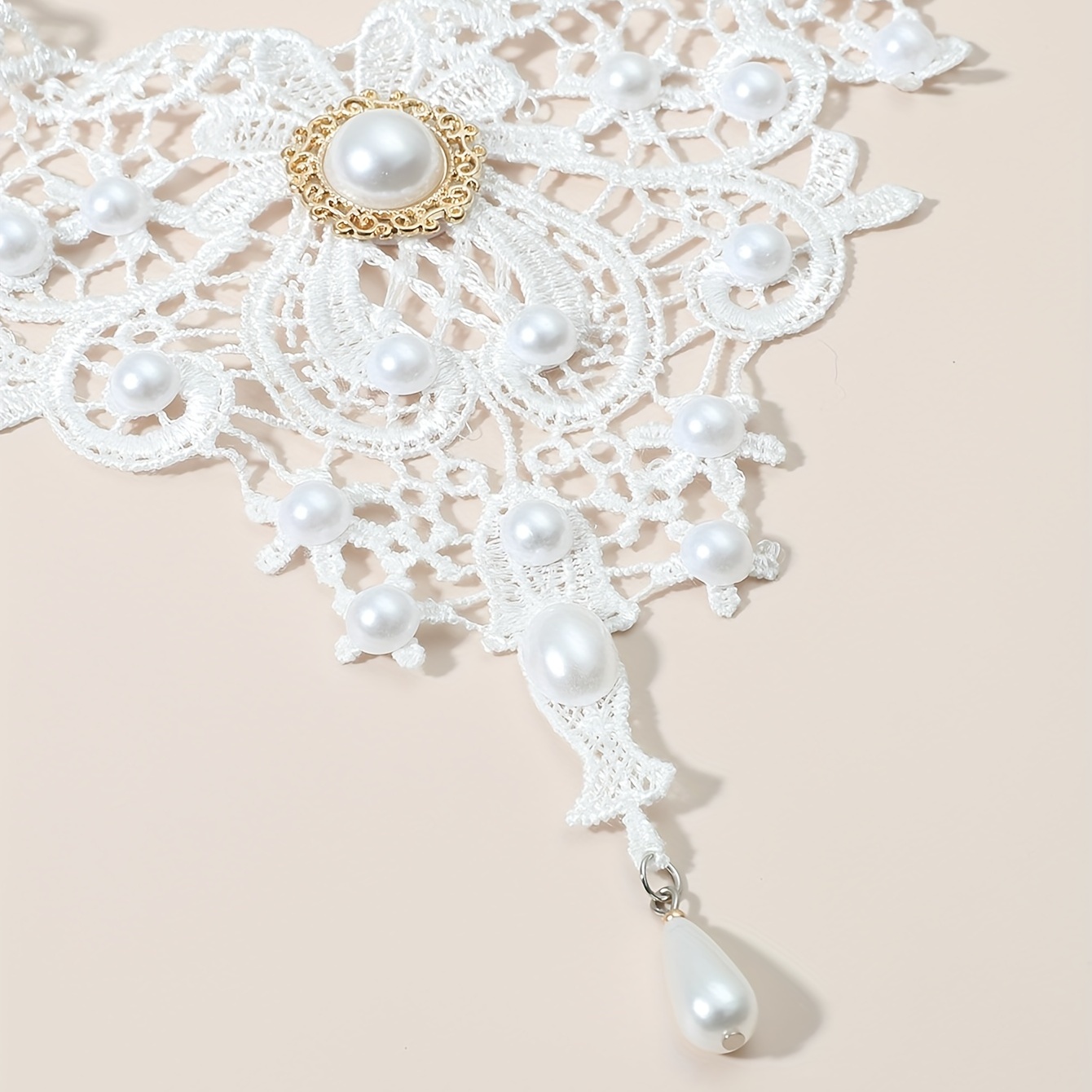 Lady In Lace Victorian Collar Choker Necklace Pearl