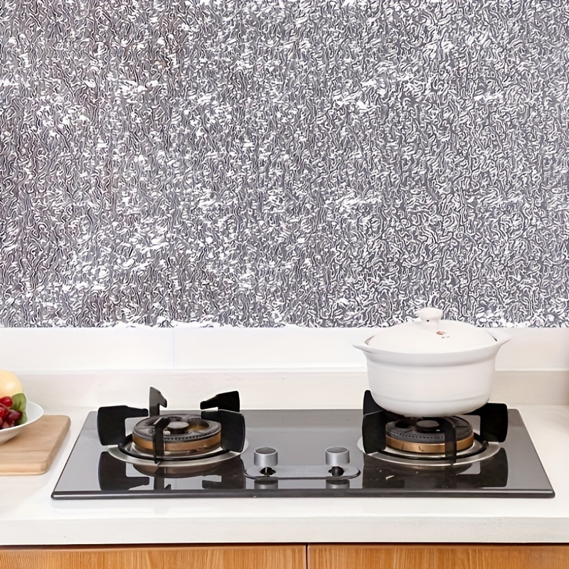 Bedee Dekorationsfolie 2Stück Aluminiumfolie Küchentapete 40x500cm  Selbstklebende Wasserdicht, Küchenherd Aufkleber für Küchen Arbeitsplatte