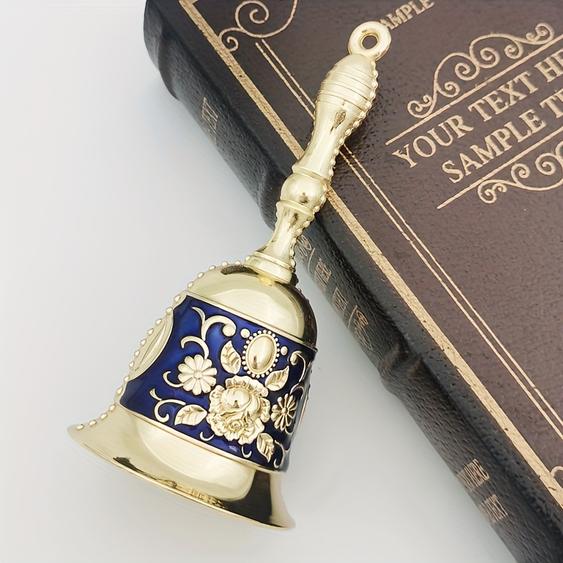 E-shop Handkurbel-Glocke mit Schnitzerei, Vintage- Kupferglocke, Servierglocke für Restaurants, Metallglocke, Rufglocke für Senioren,