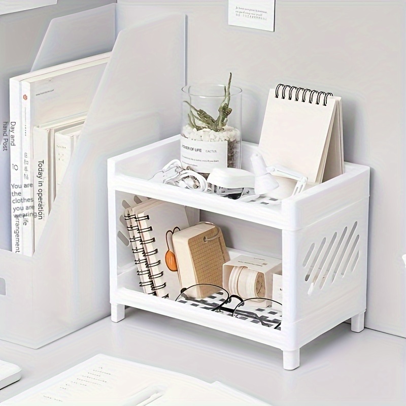 Multifunctional Double-Layer Storage Shelf: Desktop Storage Rack, Plastic  Desk Shelves, Cosmetic and Sundries Organizer Storage Solution