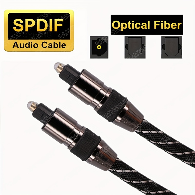 VENTION Cable de audio óptico digital de fibra trenzada de nailon, carcasa  de metal delgada, enchufe chapado en oro, cable de audio de fibra óptica