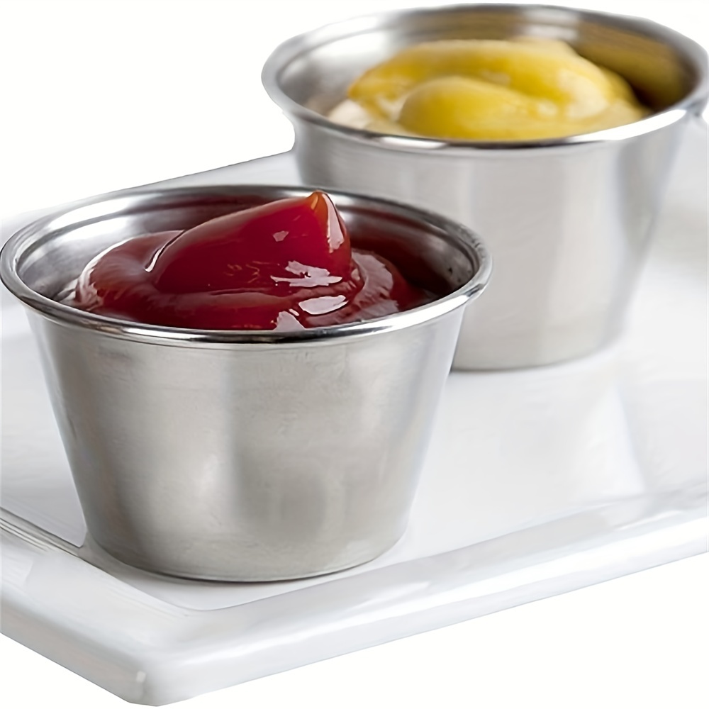 Stainless Steel Saucer Condiment Cup Salad Dressing - Temu