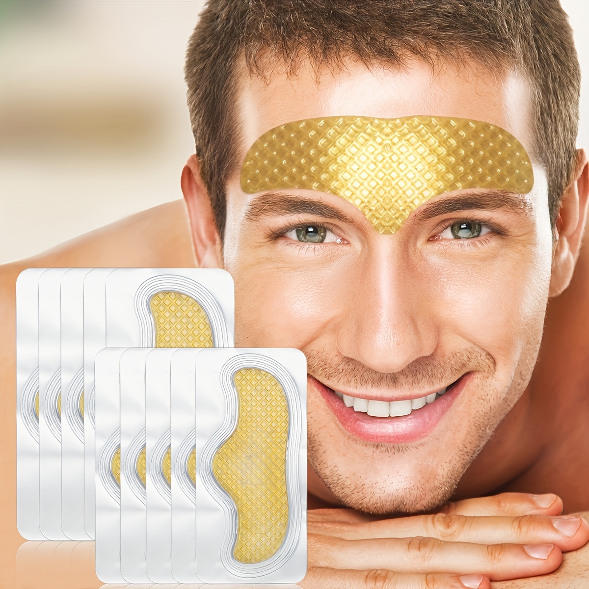 

10pcs Collagen Golden Frontal Mask, Moisturizing And Nourishing Special Patch For Lifting Head Lines, Facial Fine Lines, Lifting And Firming Rejuvenate Your Skin Forehead Patch