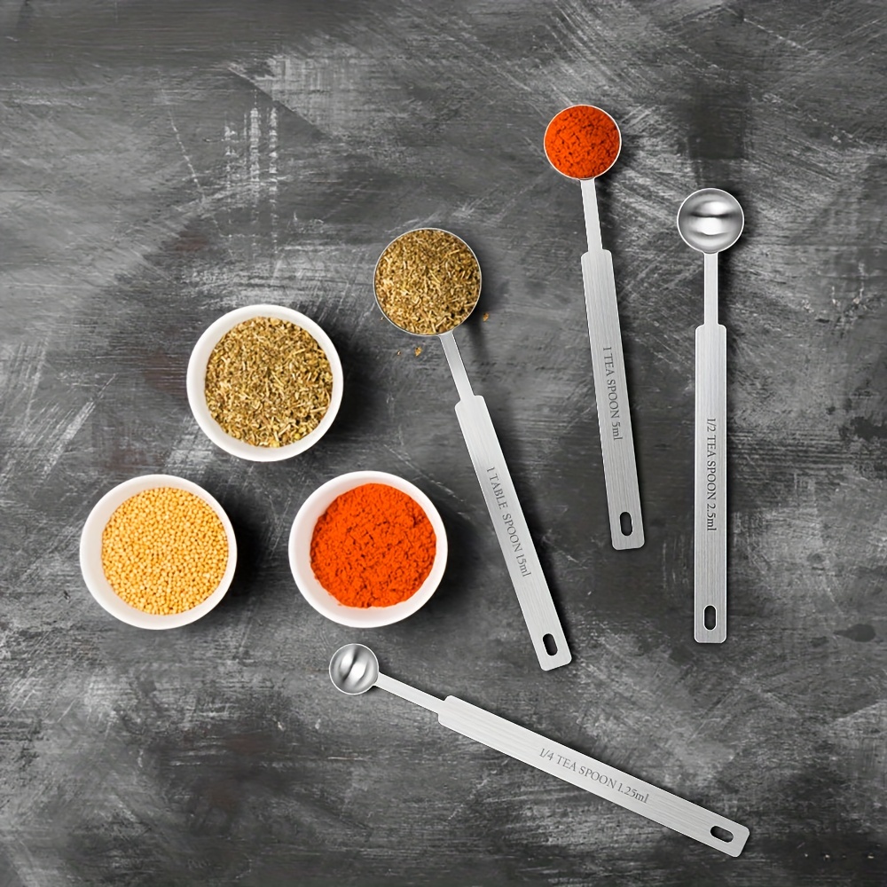 Stainless Steel Measuring Spoon, Single Measuring Spoon, Long Handle Spoons,  Metal Coffee Spoon, Measuring Spoon Set, Kitchen Utensils,baking Supplies -  Temu