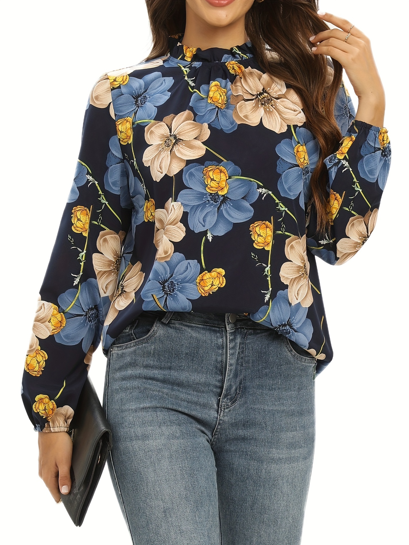 high neck chiffon blouse