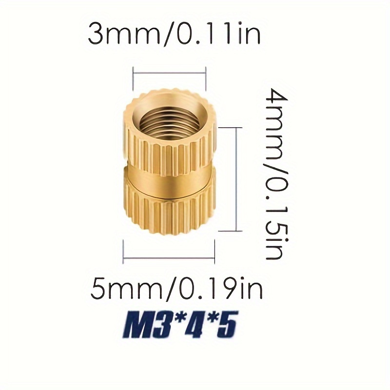 60pcs, M4 Thread Insert Nut, Thread Heat Insert Nut, Brass Knurled Thread  Insert Nut, For Plastic Injection Molding 3d Printing, Metric - Industrial  & Commercial - Temu