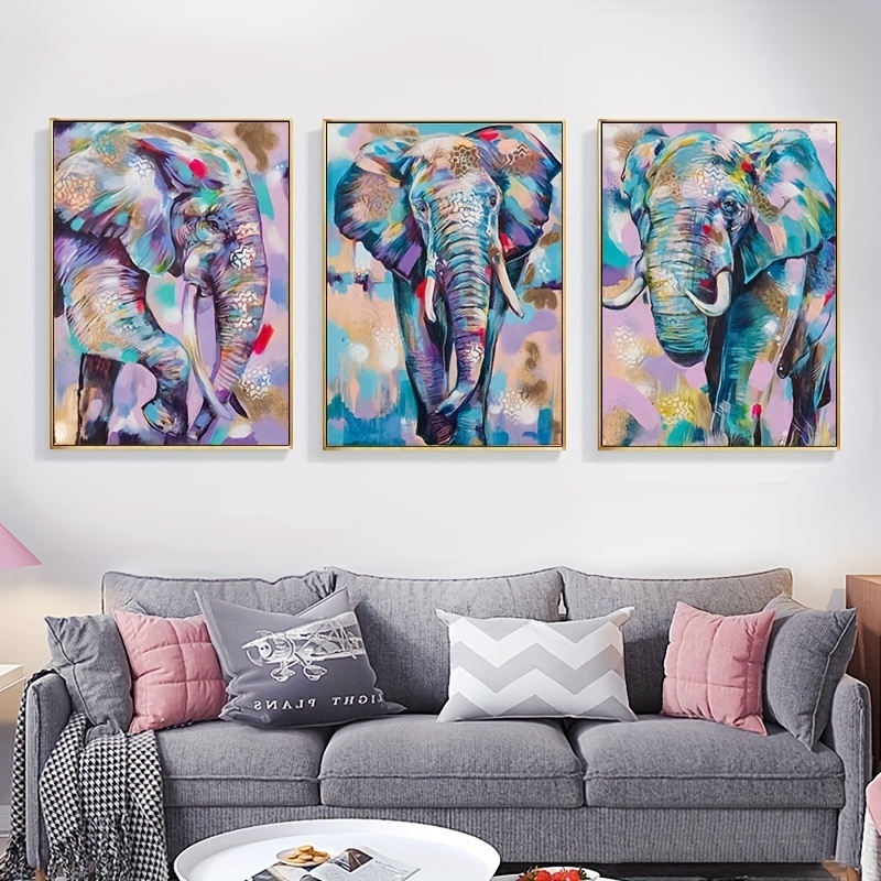 3個のモダンな抽象3つの新しい象アートキャンバス油絵セット、ポスター