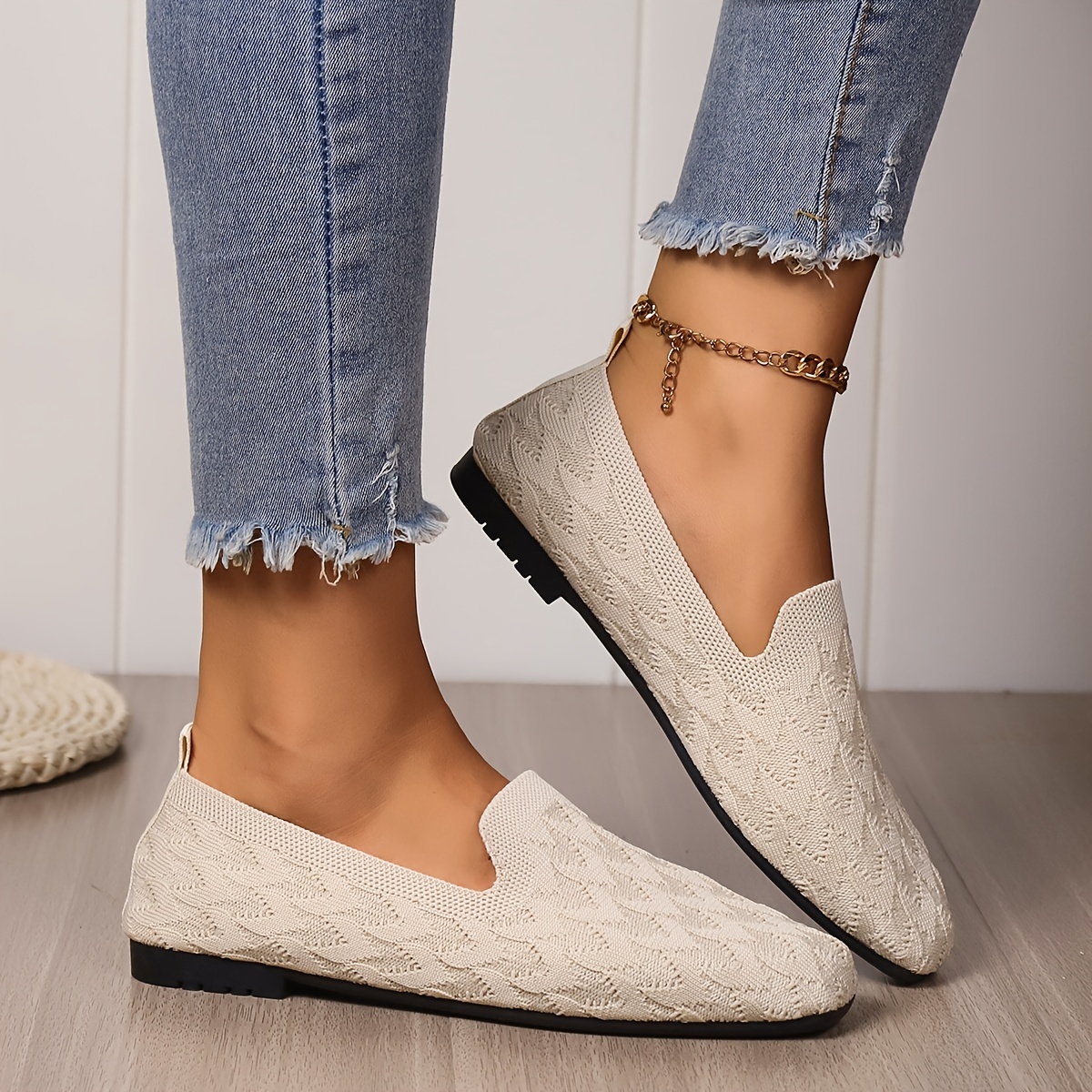Square Toe Ballet Flats Slip On Shoes Casual & Comfy