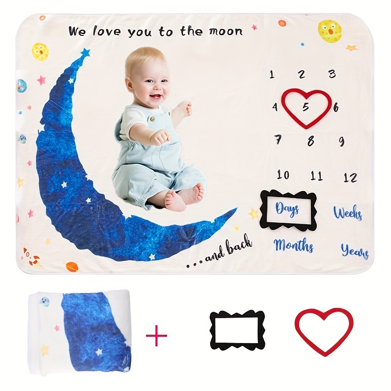 Manta mensual de hitos para bebé para niño y niña, manta mensual para fotos  de bebé, manta de fotos de bebé para recién nacido (luna floral, 40 x 60