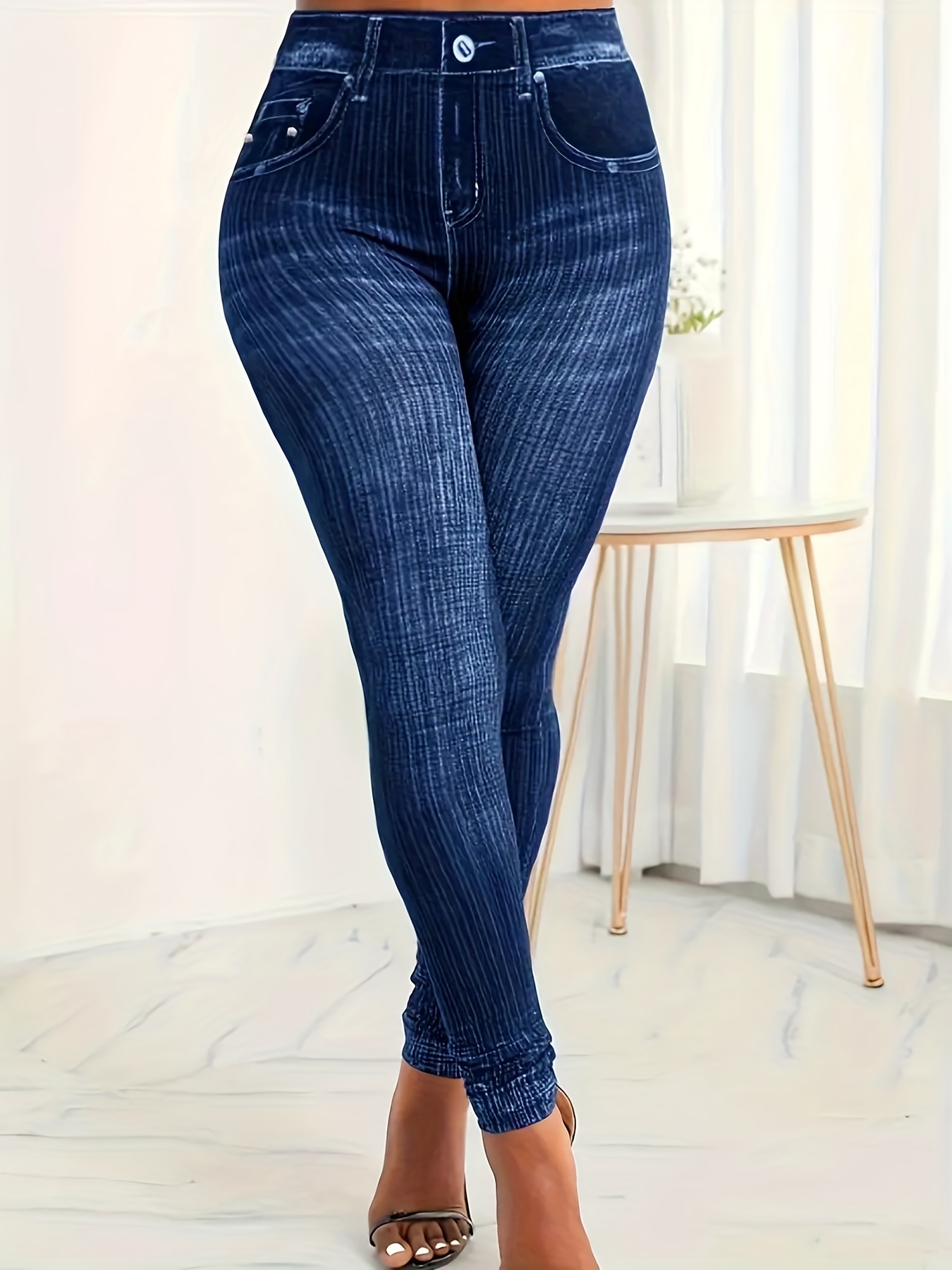 Fashion Slim Women Leggings Faux Denim Jeans Leggings Pencil Pants